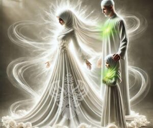 Woman with energy load standing with man and child