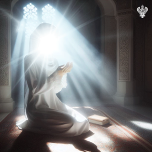 Woman with glowing face performing dua