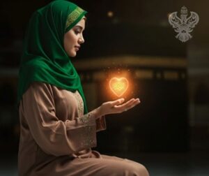 Woman holding glowing heart