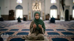Woman praying in mosque