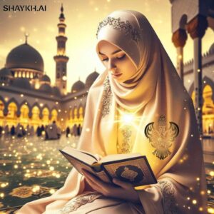 Woman reading Holy Qur'an at the mosque