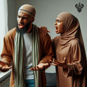 Woman shouting at angry man next to her
