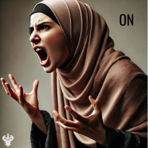 Woman yelling in ON state