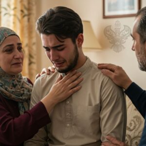 Youth crying to parents for help