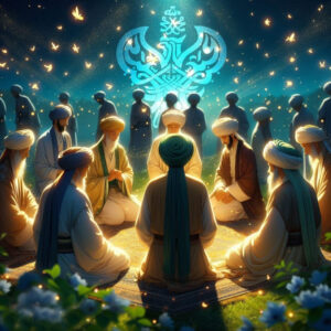 Men sitting in zikr circle