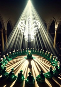 Muhammadan zikr circle with light shining down