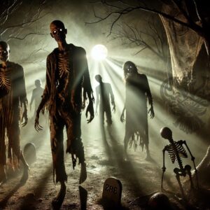 Walking dead zombies in darkness